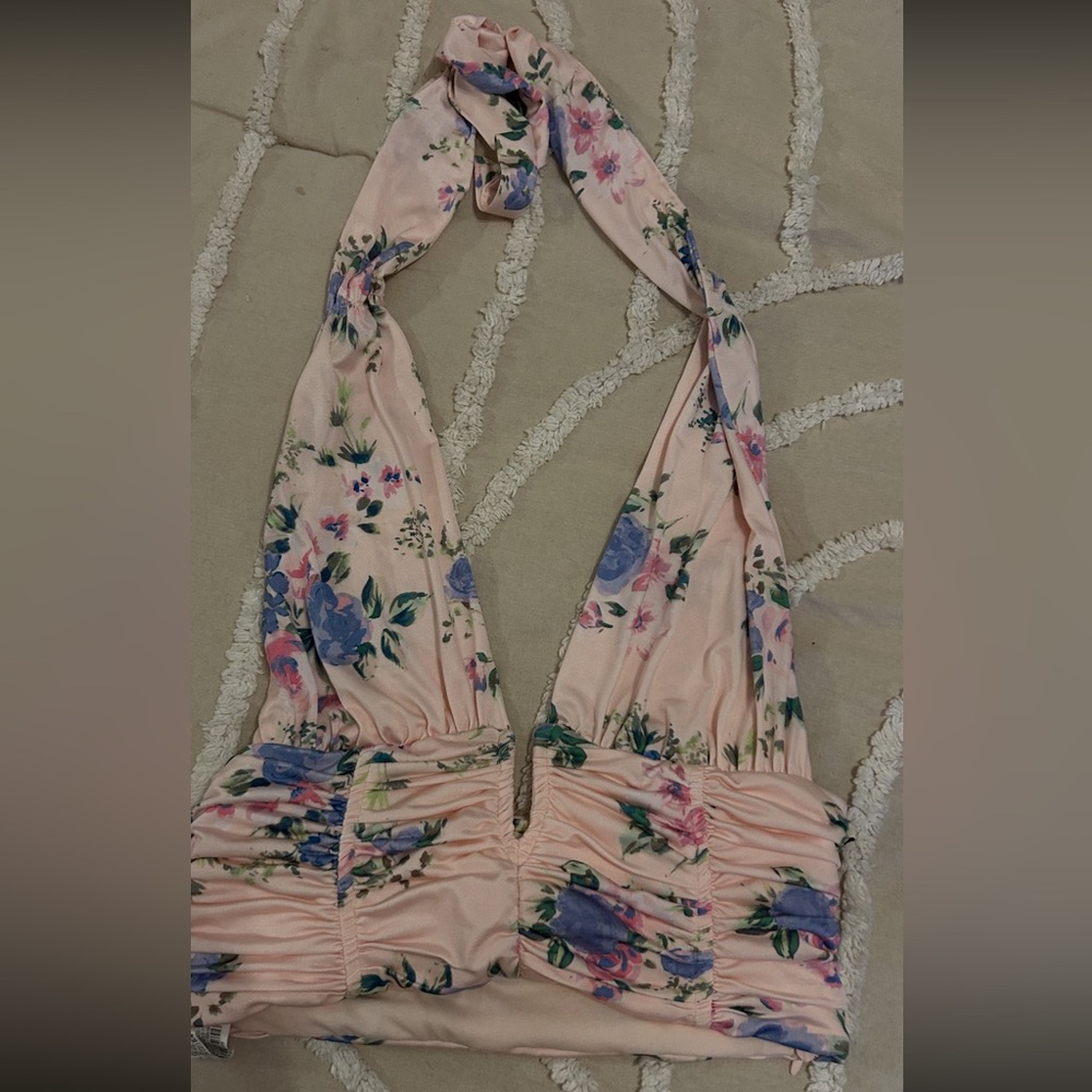 Zara Pink Floral Crop Top - Picture 2 of 6